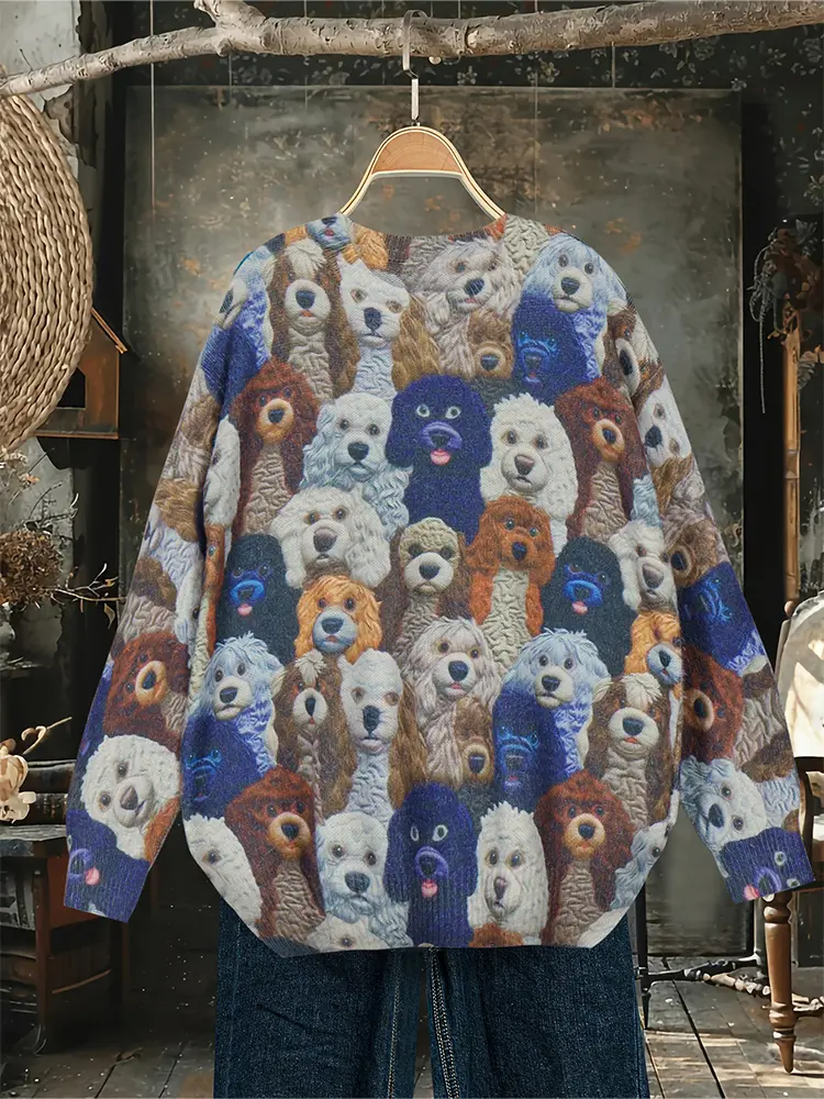 Plus Size Women's 3D Printed Pattern Knit Sweater Crew Neck Sweater Best Choice for Autumn and Winter