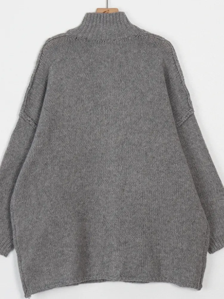 2024 Autumn And Winter New Women's Solid Colour Cardigan Jumper Single-Breasted Loose Leisure Commuting