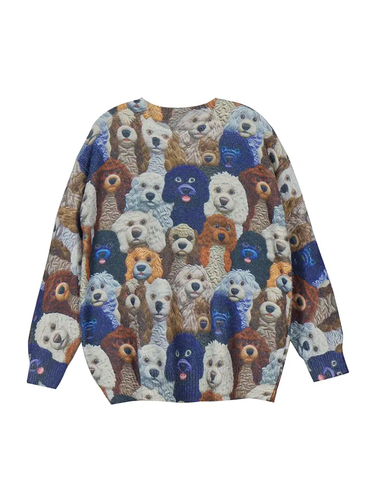 Plus Size Women's 3D Printed Pattern Knit Sweater Crew Neck Sweater Best Choice for Autumn and Winter