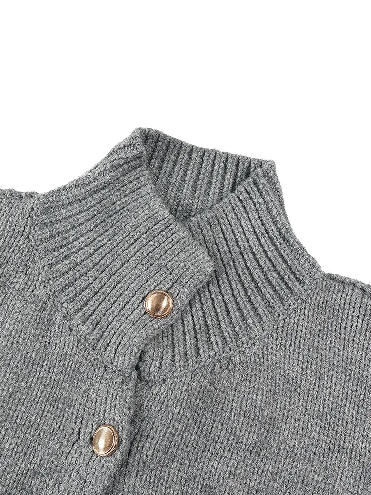 2024 Autumn And Winter New Women's Solid Colour Cardigan Jumper Single-Breasted Loose Leisure Commuting