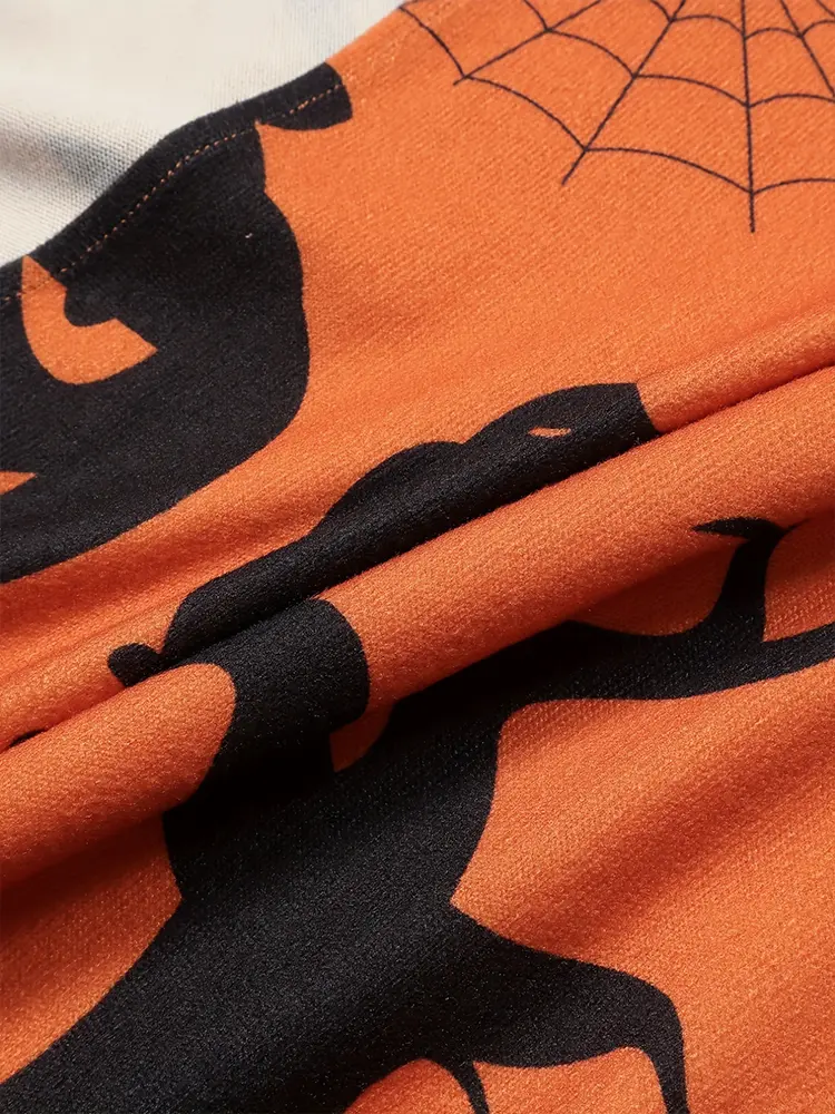 plus Size Women's Halloween Costume Pumpkin Graphic Cardigan Pullover Open Front Button Sweater Outerwear for Autumn