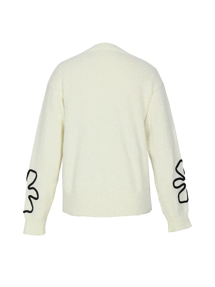 Women's Flower Print Color Block round Neck Casual Sweater Long Sleeve Autumn Winter Top 2024 New Arrival