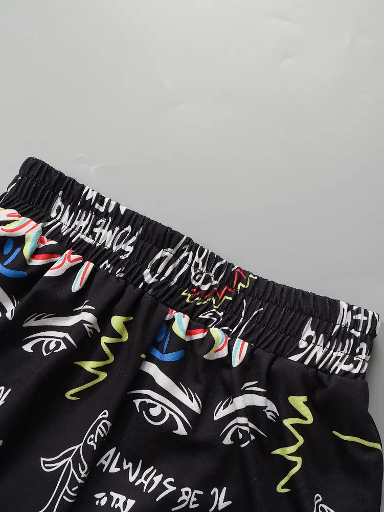 Women's Elastic Waist Slogan Printed Sweatpants Sports Casual Polyester Material Elasticated Waist Trousers