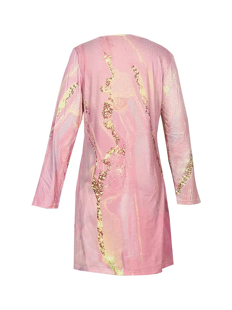 Women's 2025 Summer New Women's Basic Dresses V-Neck Buttoned Pullover Rhinestone Pink Dress Office Outdoor Wear