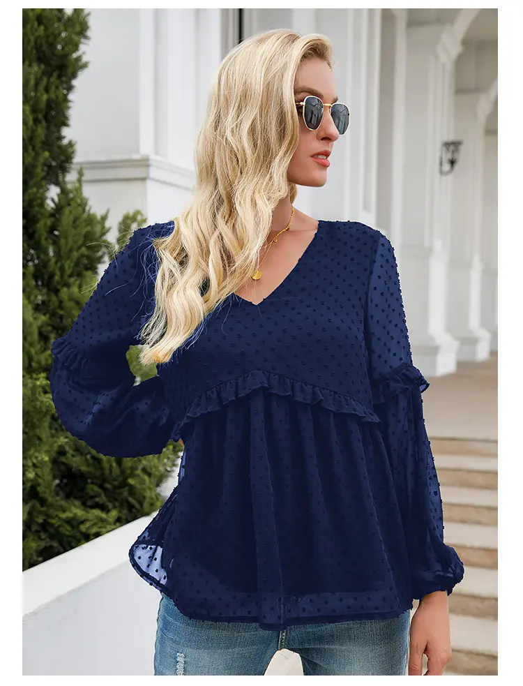 Spring Summer New Women's Black Lace Collar Maternity Shirt Sheer Long Sleeve Drawstring Design for Expectant Mothers