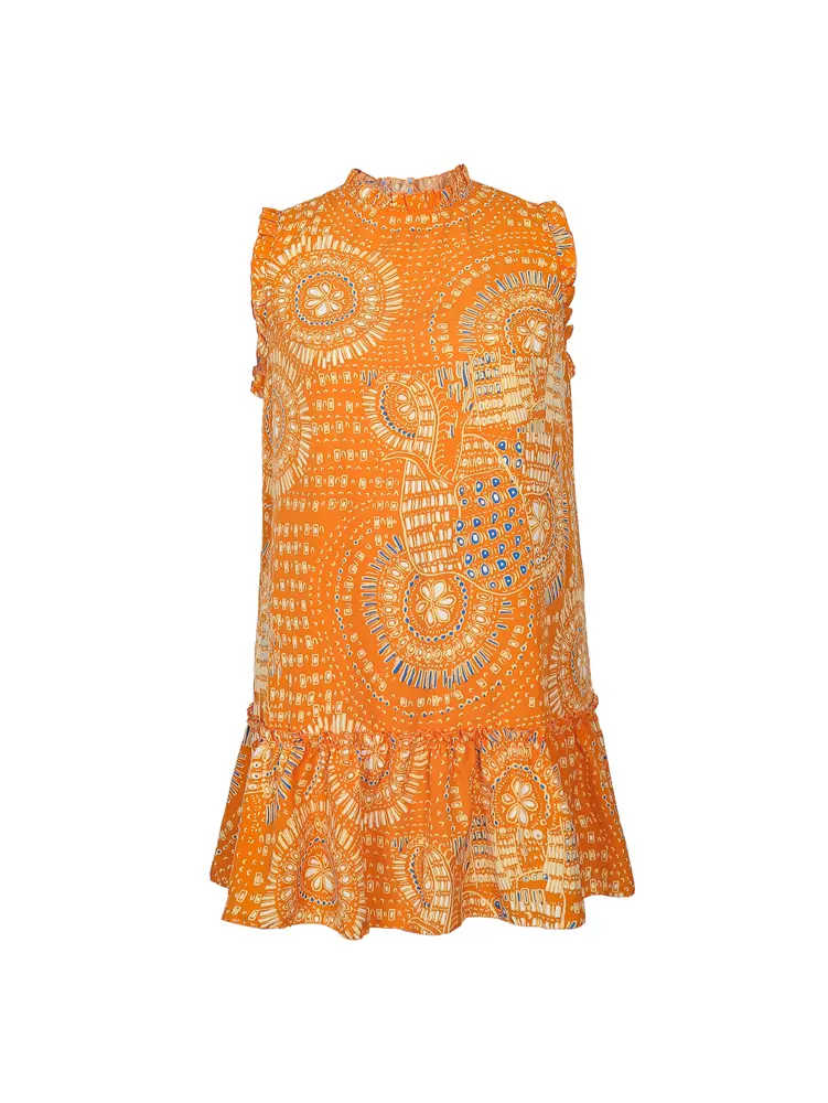 Plus Size 2025 Summer New Women's Elegant Slim Fit Short Sleeve Dress - Black gold and red paisley print ruched hem Round Neck