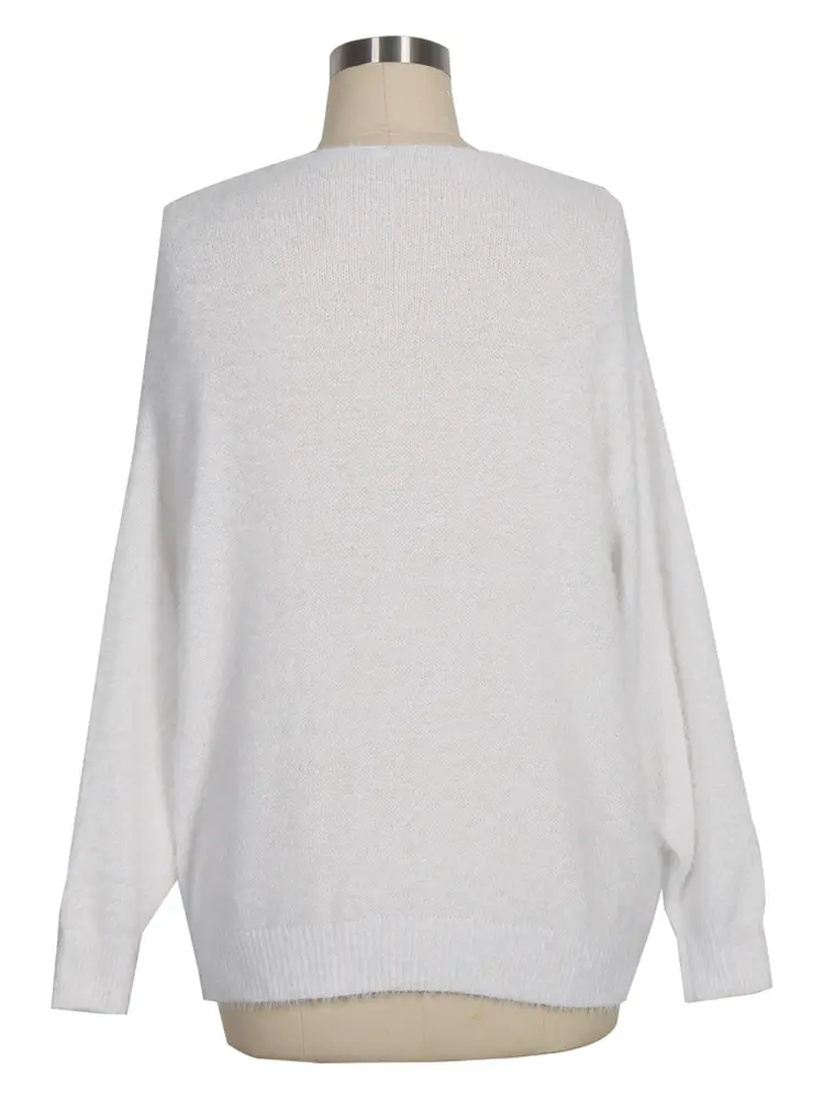 Women's V Neck Long Sleeve Sweater Casual Loose Fit Pullover Sexy Zipper Warm Knit Printed 2024 Fashion Trend for Women