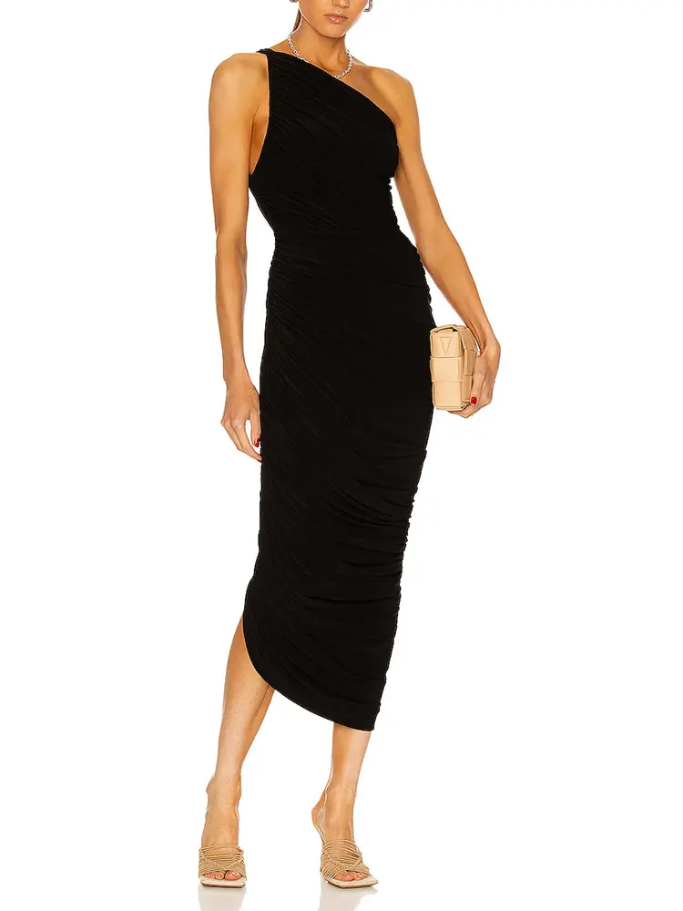 Women's One Shoulder Pleated Dress Slim Maxi Sleeveless Asymmetric Dress Cocktail Formal Party Long Dresses