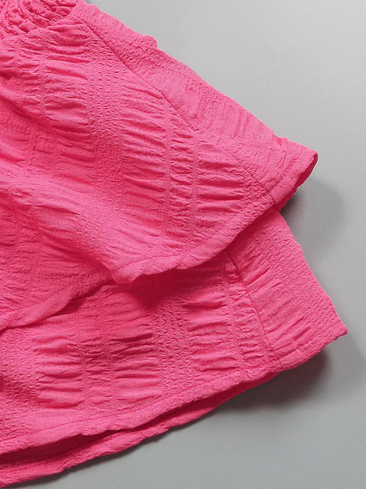 Vibrant Solid  - Fashionable High Waist Ruffle Trim & Adjustable Tied Detail - Perfect Casual Wear for Spring & Summer - Womens