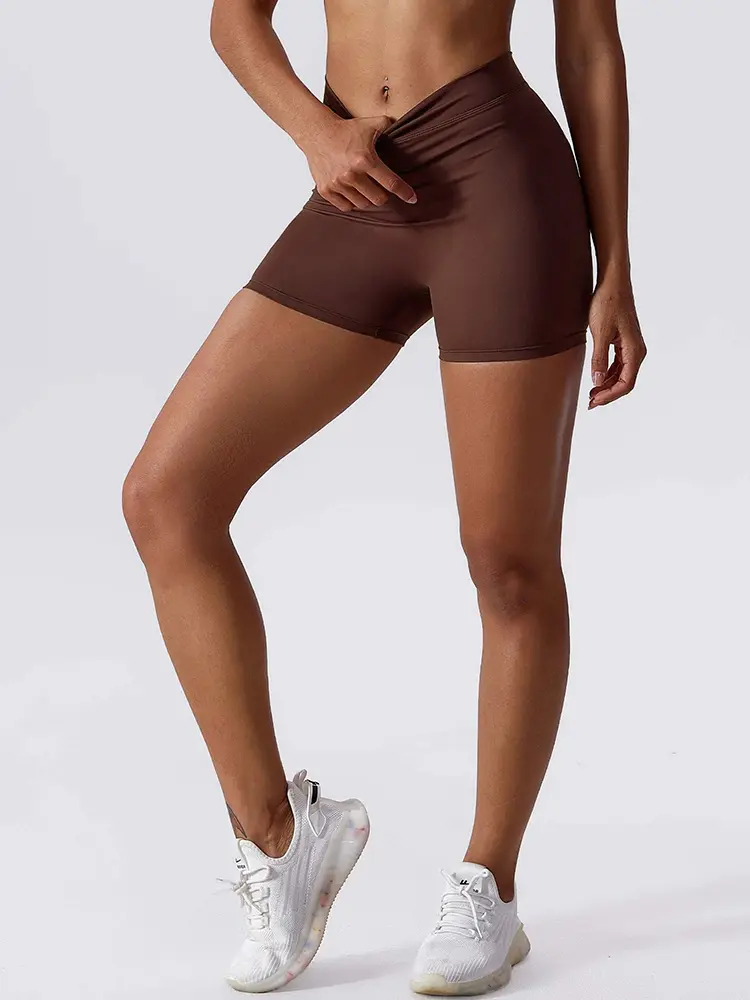 Summer 2025 High-Waisted Women's Yoga Shorts Solid Color Hip Lifting Sports Leisure Leggings for Women