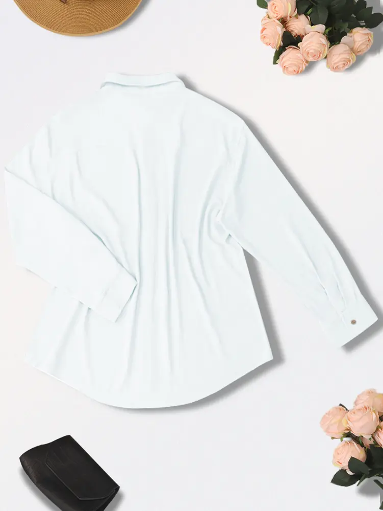 Women's Solid color Single row of buttons Blouse Suitable for Outerwear Office Round neck Spring and Summer models Fashion