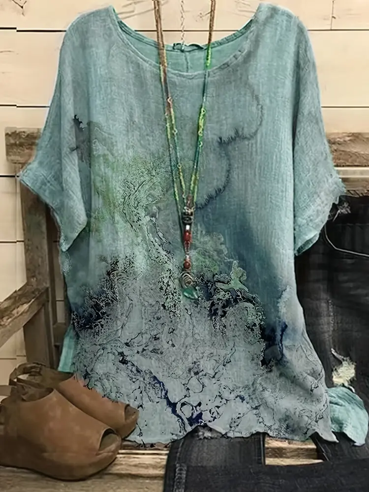 Plus Size T Shirt Tops Summer Women's Short Sleeve Round Neck Floral Printed Loose Tops T Shirt Casual T Shirt Hoodie