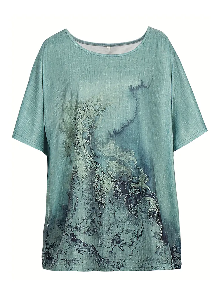Plus Size T Shirt Tops Summer Women's Short Sleeve Round Neck Floral Printed Loose Tops T Shirt Casual T Shirt Hoodie