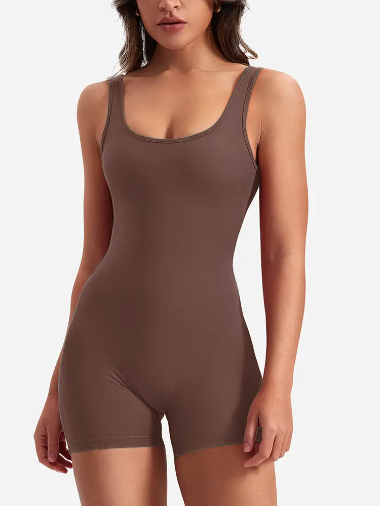 2024 Summer New Women's Slim Hip Lifting One-Piece Shorts Shoulder Straps Backless Slim Hip Lifting Yoga Jump Suit
