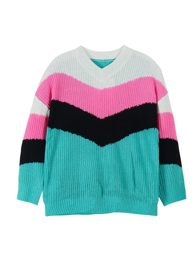 Plus Size Women's 2024 Autumn and Winter New Casual V-neck Knit Pullover Long Sweater Autumn and Winter Best Choice