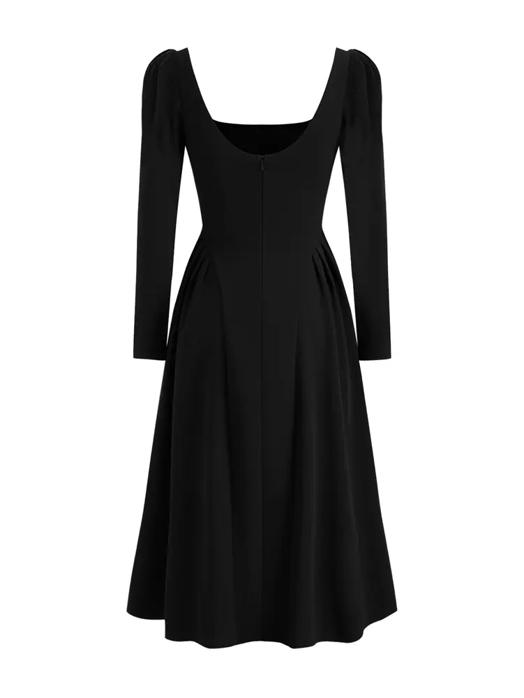 2025 New Women's Square Neck Pullover Dress Casual Elegant Commuter Wind Long Sleeve Mature Women Autumn Best Choice