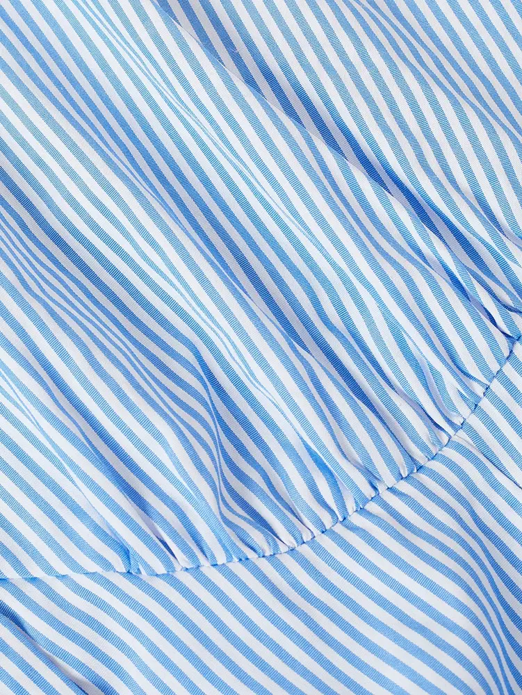 Women's Plus Size Scholar Style Teenage Casual Sleeveless Bow High Waist Slim Fit Striped Top  Asymmetrical/Irregular Backless