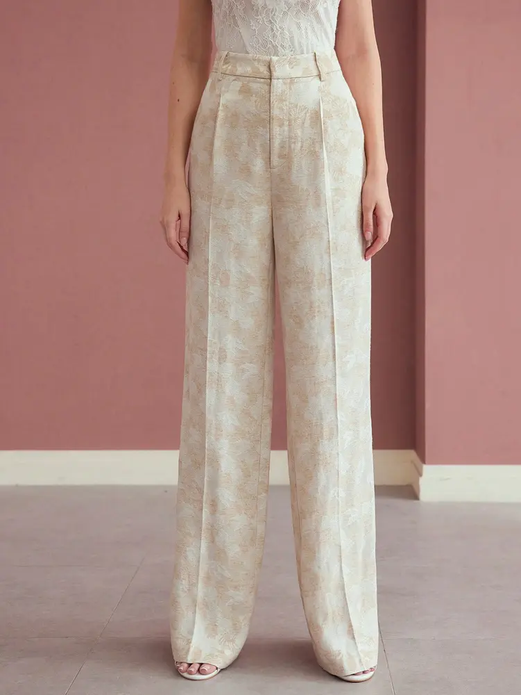 Women's Irregular Printed Casual Loose Trousers with Pockets Elegant Elegant Business Office Style Available All Seasons