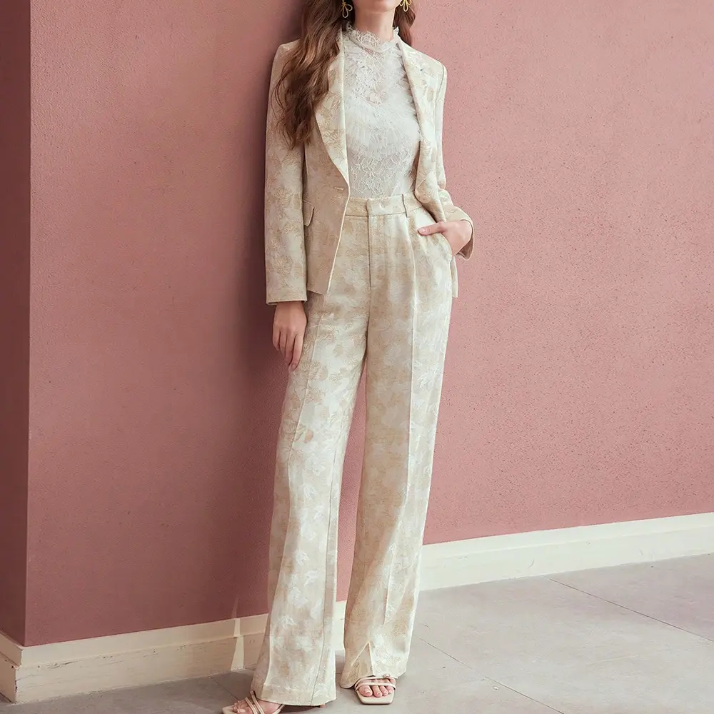 Women's Irregular Printed Casual Loose Trousers with Pockets Elegant Elegant Business Office Style Available All Seasons