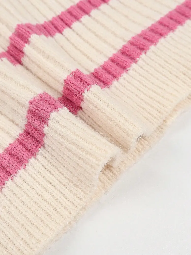 2025 Autumn and Winter New Knitted Top Lazy Wind Striped Knitted Sweater Pullover Fashion Temperament