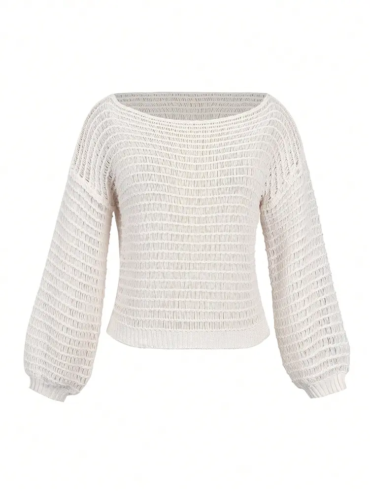 2025 Autumn New Women's Solid Colour Strapless Skeleton Knitted Pullover Top ins Style Fashion Clothing