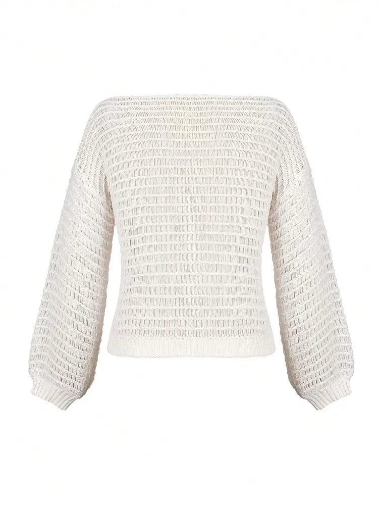2025 Autumn New Women's Solid Colour Strapless Skeleton Knitted Pullover Top ins Style Fashion Clothing