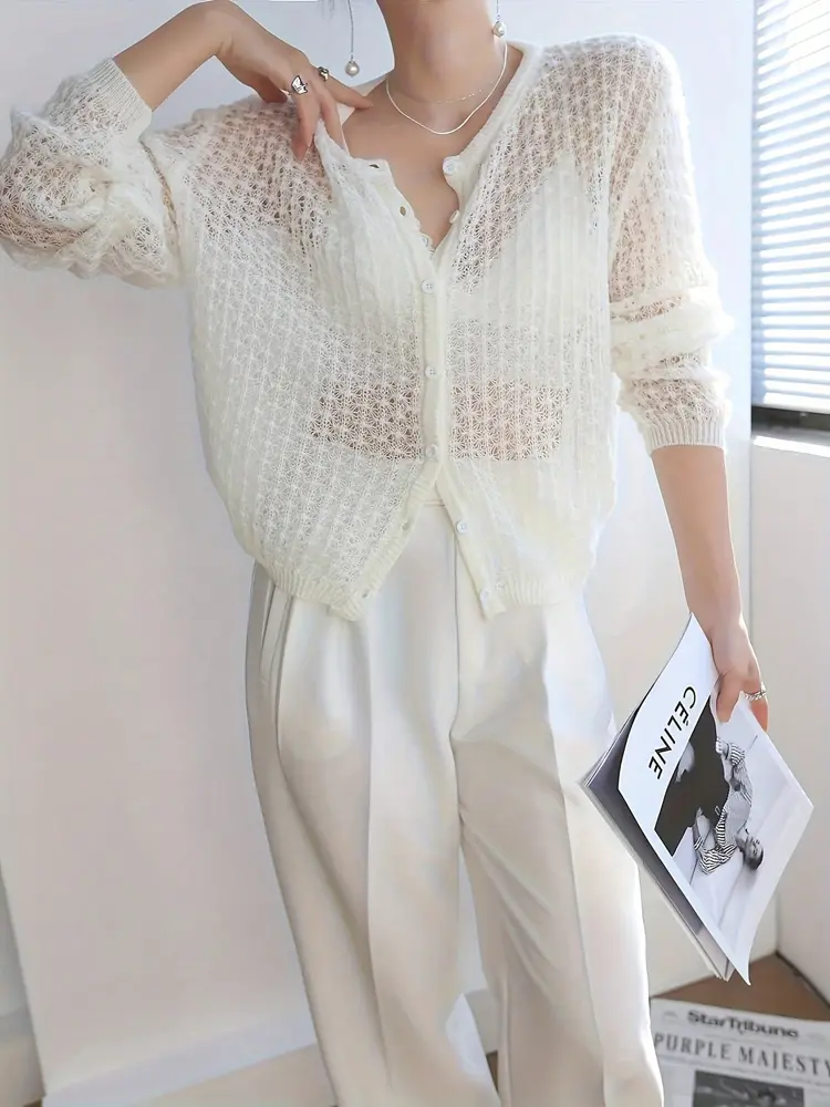 Women's Cutout Designer Tops Regular Solid Colours Crew Neck Pullover Loose Casual Daily Travel Evening Dating