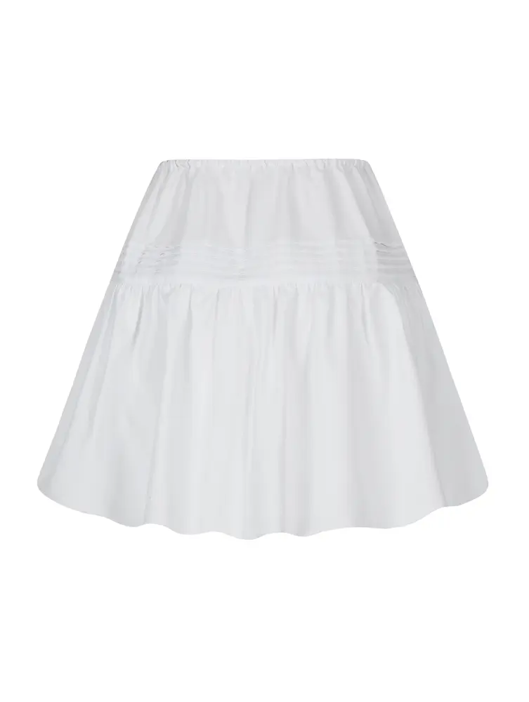 2025 Summer New Women's Pure Color Ruffle Casual Women's Skirt Y2K Tie Mini Skirt Polyester Hundred Comfortable