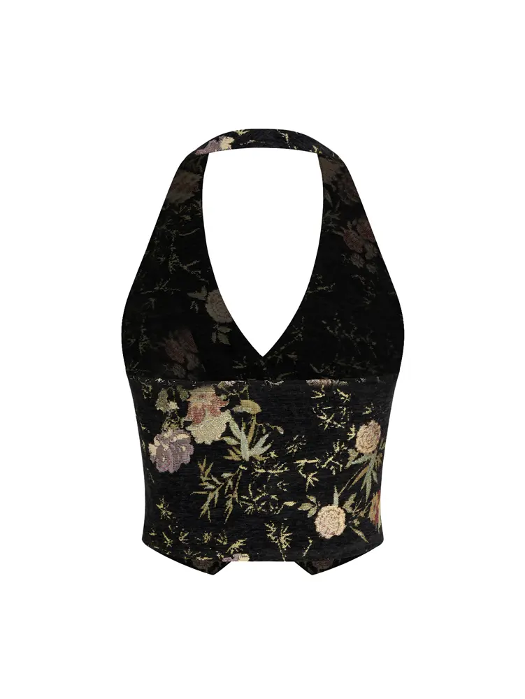 Fashion Women Hanging Neck Button Short Vest Top Women Sexy Slim Figure Sleeveless Tank Top Summer Best Choice