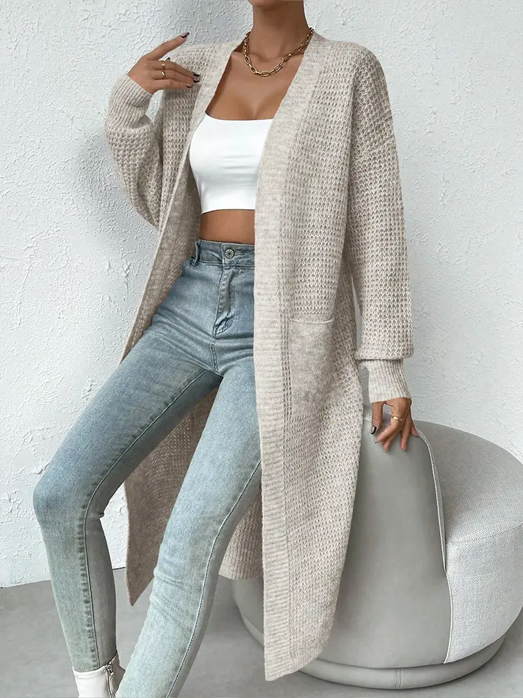 Women's Drop Shoulder Cardigan Sweater Jacket Clashing Color Ribbed Knit Casual Knitwear Comfortable Fit Cardigan