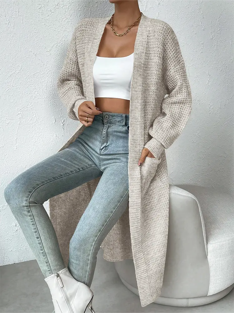 Women's Drop Shoulder Cardigan Sweater Jacket Clashing Color Ribbed Knit Casual Knitwear Comfortable Fit Cardigan