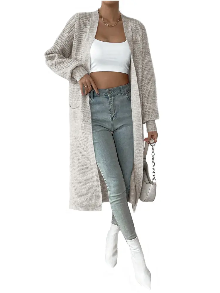 Women's Drop Shoulder Cardigan Sweater Jacket Clashing Color Ribbed Knit Casual Knitwear Comfortable Fit Cardigan