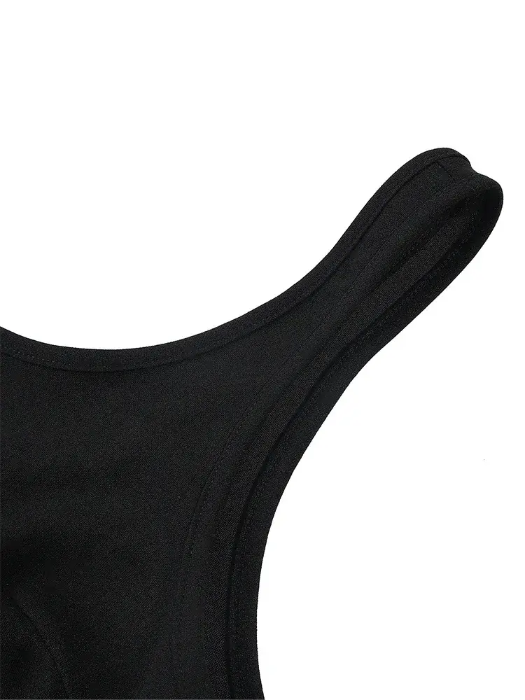 Women's Midi Dress Y2K Style Black Strapless Square Neck Long Sleeve Loose Casual Best for Spring and Summer