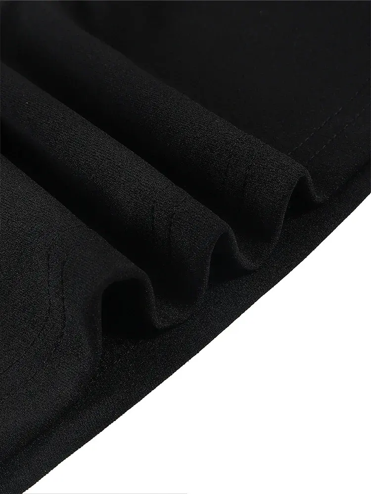 Women's Midi Dress Y2K Style Black Strapless Square Neck Long Sleeve Loose Casual Best for Spring and Summer