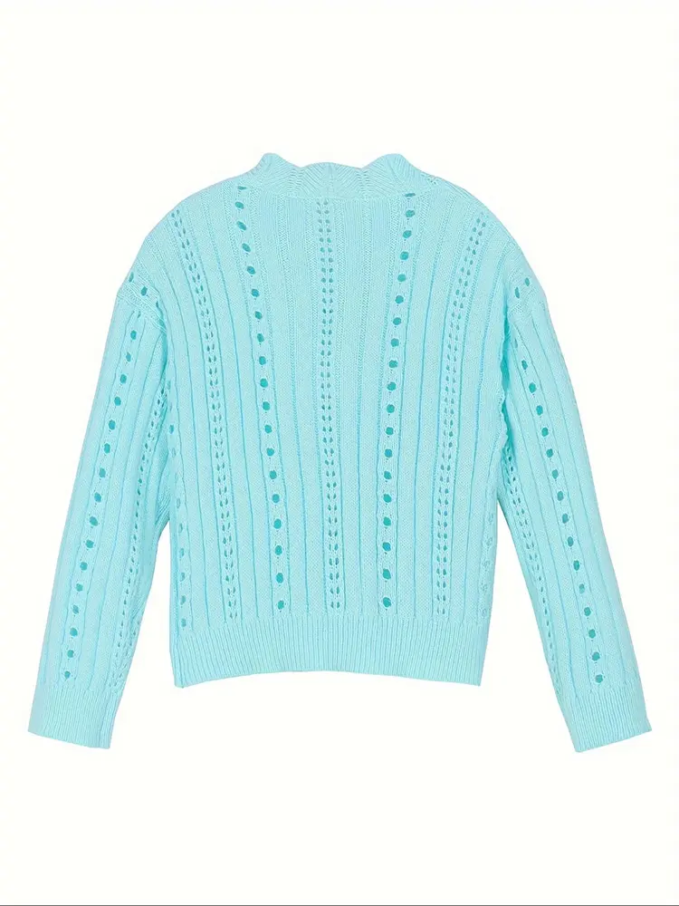 Women's Elegant Long-Sleeved Knitted Cardigan Button Front Solid Color 2024 Spring Autumn New Arrival Fashionable Outerwear