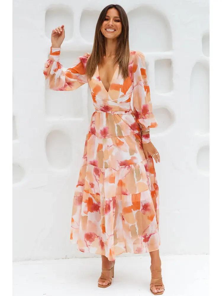 2025 New Women's Long Sleeve Bohemian Floral Maxi Dress Style Beach Tassel Dress V-Neck Elegant Dresses Mature Women