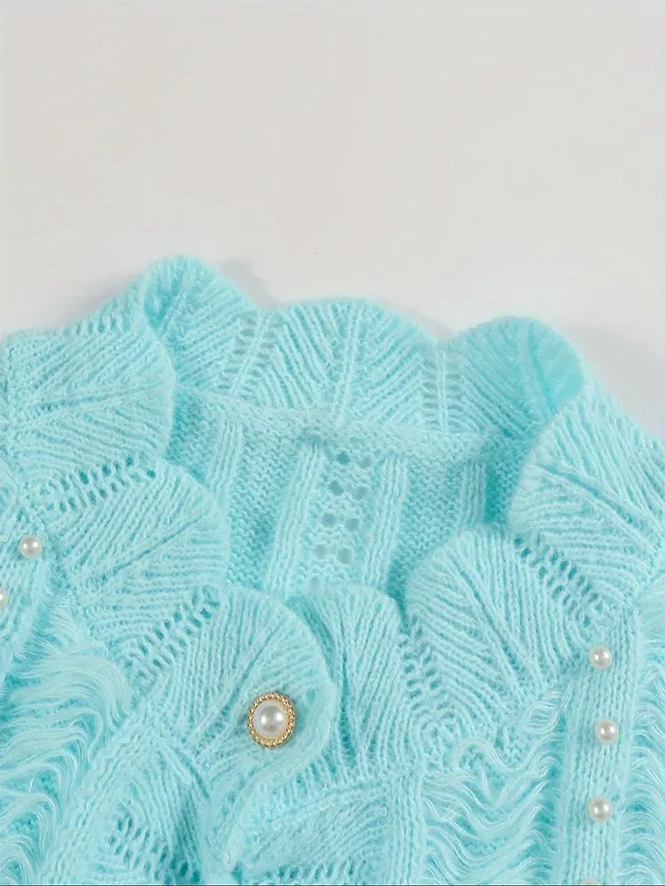 Women's Elegant Long-Sleeved Knitted Cardigan Button Front Solid Color 2024 Spring Autumn New Arrival Fashionable Outerwear