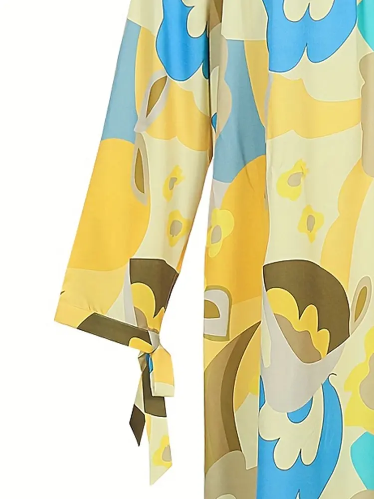 plus Size Autumn Pullover Long Sleeve Dress for Women Printed Pattern One Neck Design Best Choice for 2025