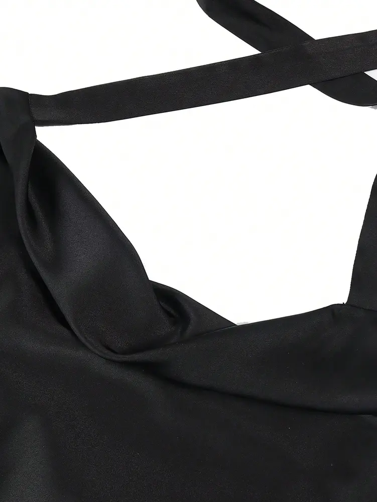 Women's Halter Satin Mini Dress Sexy Cowl Neck Silk Party Cocktail Dresses Polyester Summer Best Choice