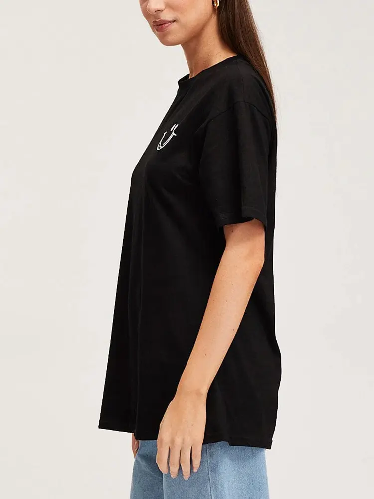 Plus Size Women's 2025 New Cartoon Pattern Drop Shoulder T-Shirt Pattern Women's Tops Polyester Outdoor Office