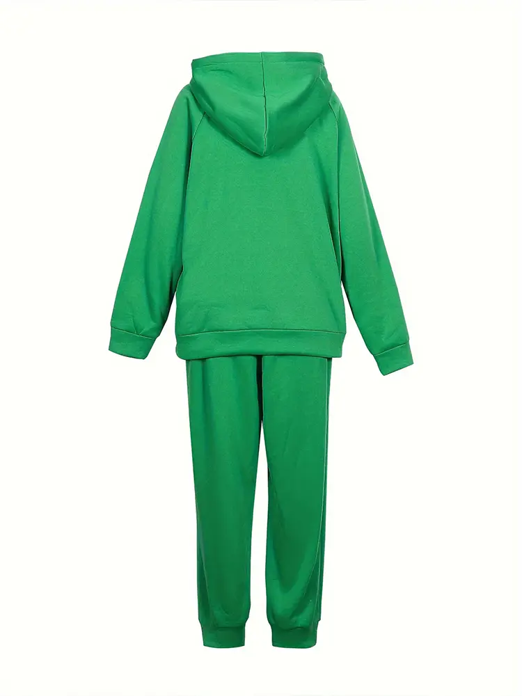 plus Size Women's Hooded Sweater Set with Pants And Pocket Monogram Design Autumn Winter Fashion Best Choice