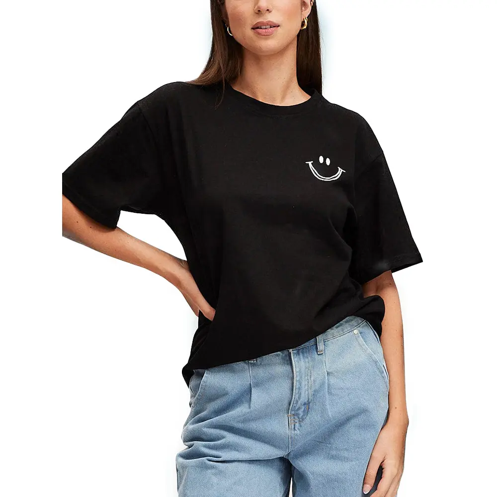 Plus Size Women's 2025 New Cartoon Pattern Drop Shoulder T-Shirt Pattern Women's Tops Polyester Outdoor Office