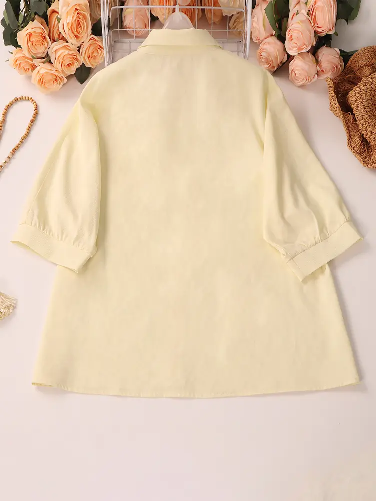 Plus Size Women's Summer Shirt Elegant Solid Colour Big Size Casual Shirt Pure Colour Single Row Button Short Sleeve