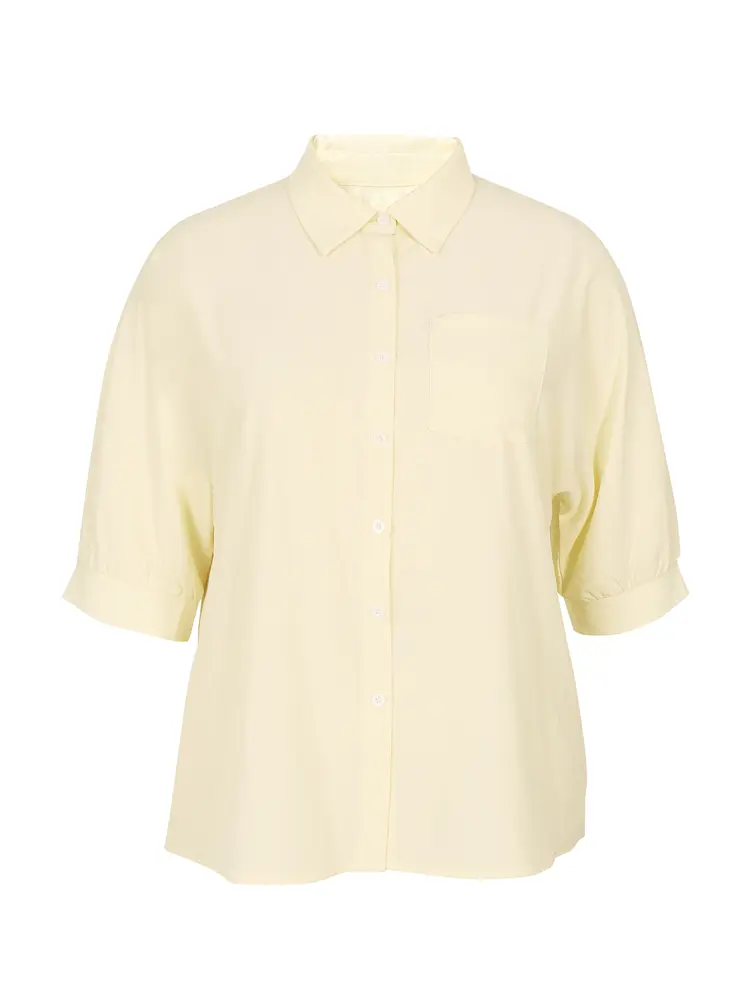 Plus Size Women's Summer Shirt Elegant Solid Colour Big Size Casual Shirt Pure Colour Single Row Button Short Sleeve