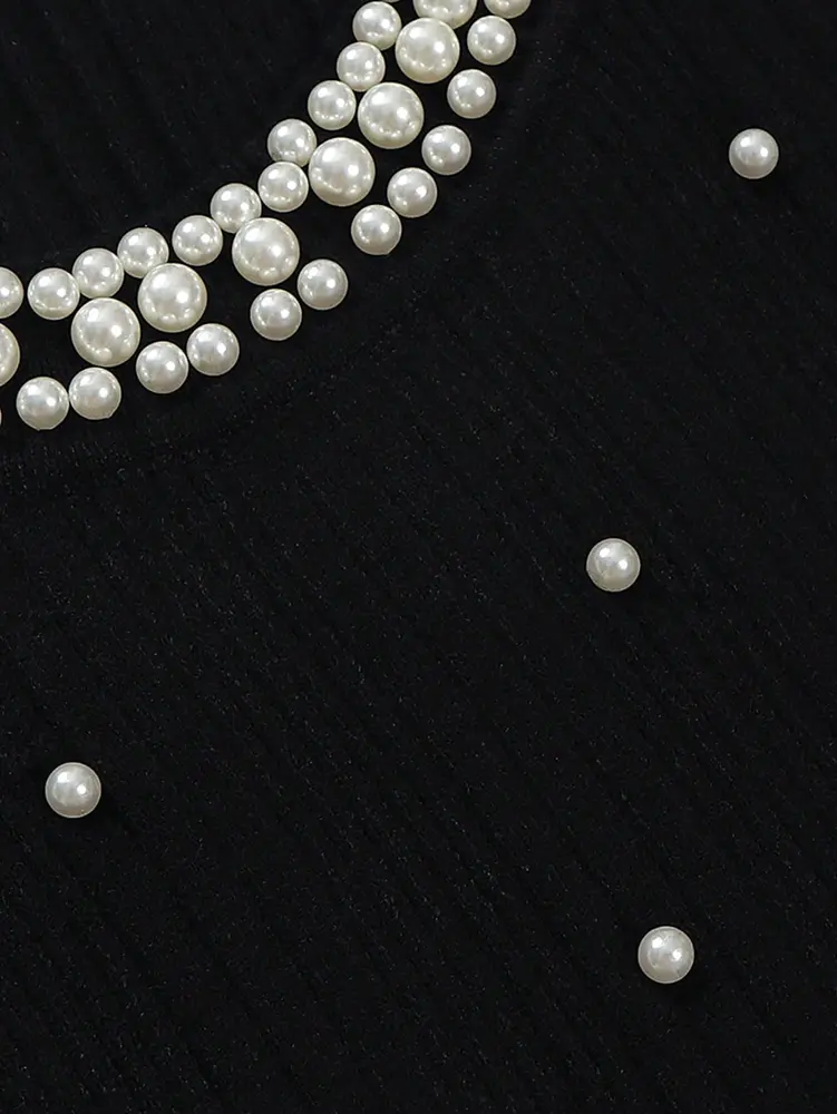 2025 Autumn New Temperament Elegant Waist Slim Pearl Decoration Sleeveless Versatile Knit Top Autumn Best Choice