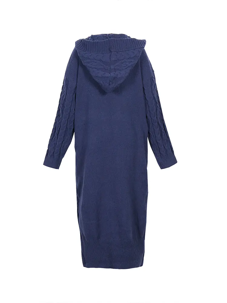 plus Size Satin Knitted Cardigan Long-Sleeved Hooded Jumper Single Row of Buttons Elegant Autumn Winter Women's Best Choice
