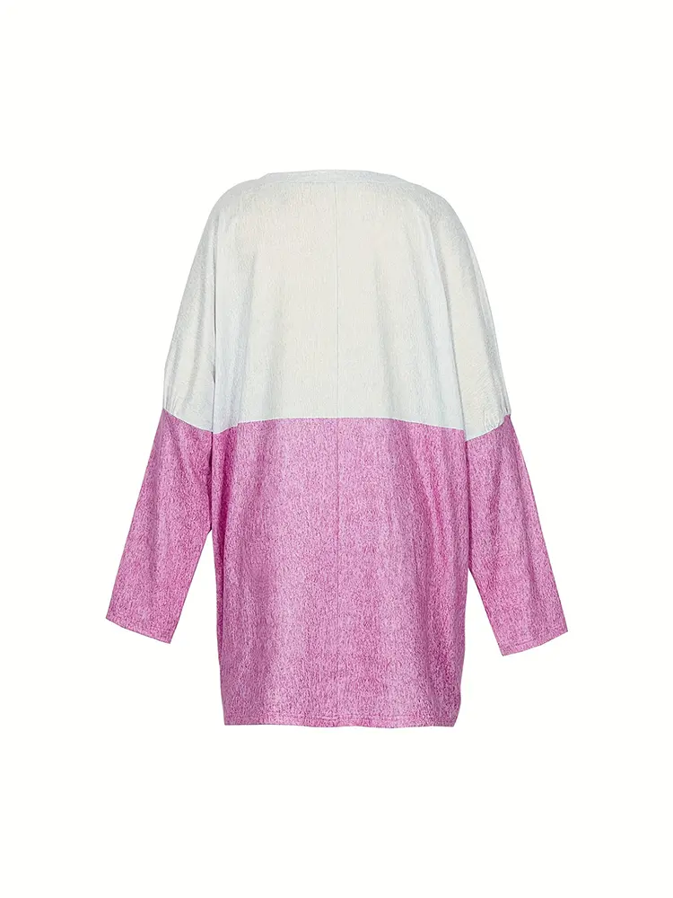 Plus Size 2025 Spring and Summer New Women's Cute Style Casual Tops Patchwork with Pockets Round Neck T-Shirt