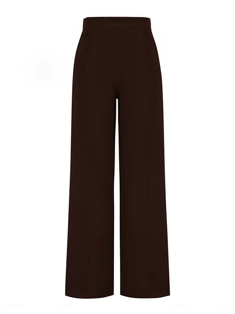 Women's Casual High Waisted Straight Leg Pants Stretch Wide Leg Long Work Trousers with Pockets