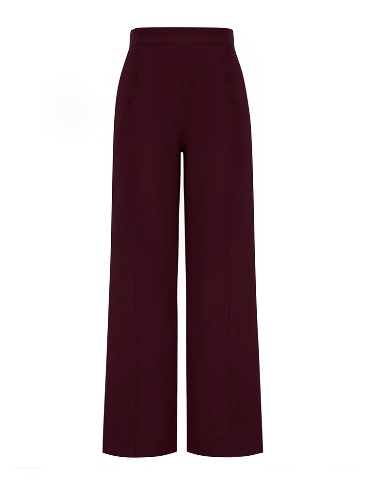 Women's Casual High Waisted Straight Leg Pants Stretch Wide Leg Long Work Trousers with Pockets