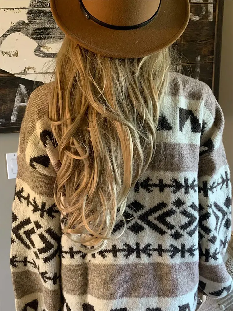 Women's Long Sleeve V-Neck Cardigan Owl Printed Knitted Top Single Row Button Loose Casual Spring Summer Best Choice